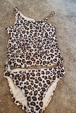 Sugar & Jade The Children's Place Leopard Print Ruffle Tankini Set